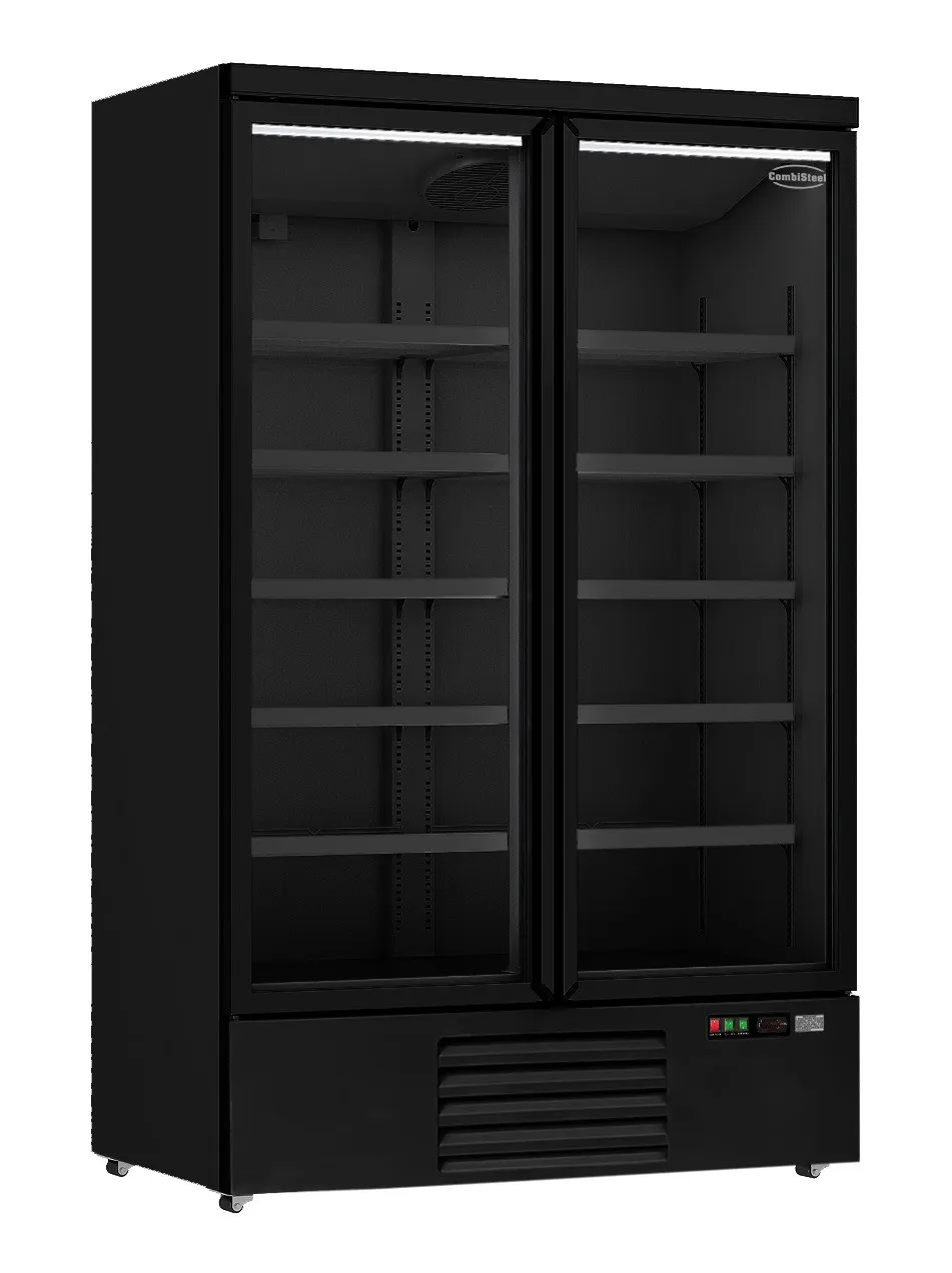 Positive Kühlvitrine 2 Türen Schwarz – 1000 L - Generalüberholt