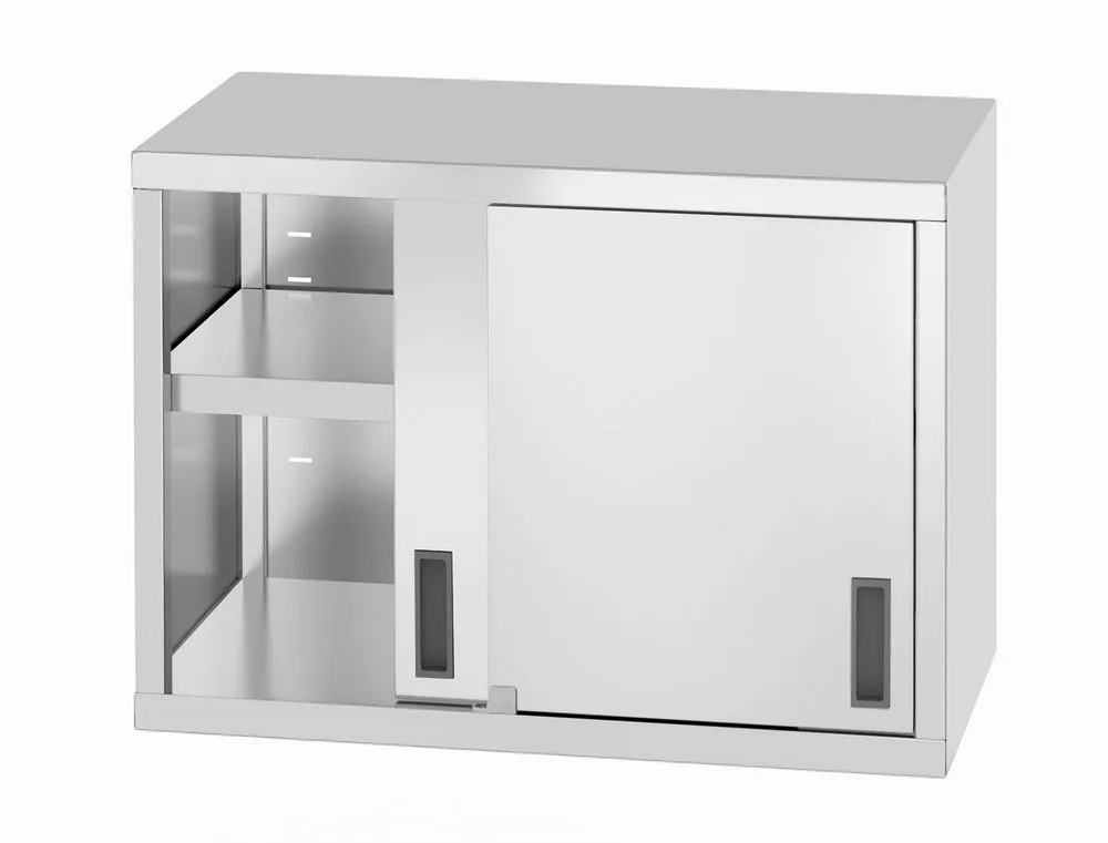 Wandmontierter Edelstahl-Schrank mit Schiebetüren – 800 x 400 mm