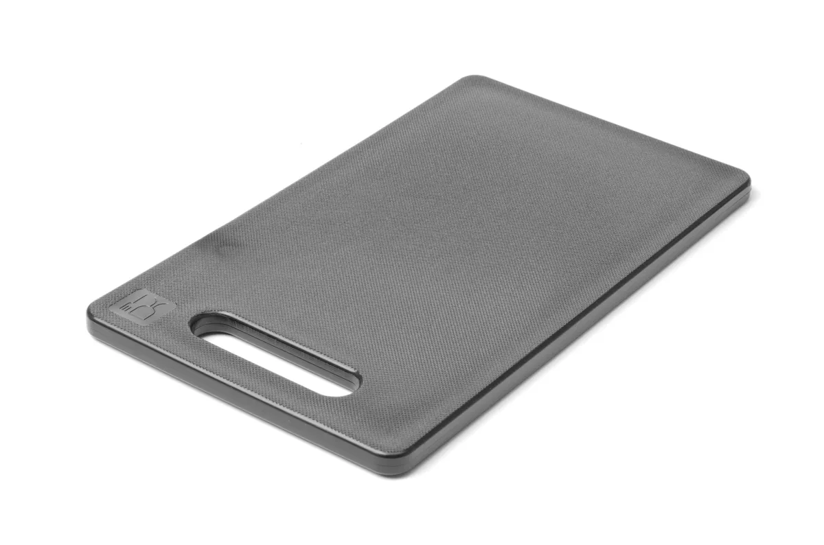 Schwarzes Schneidebrett mit Griff - 250 x 150 mm