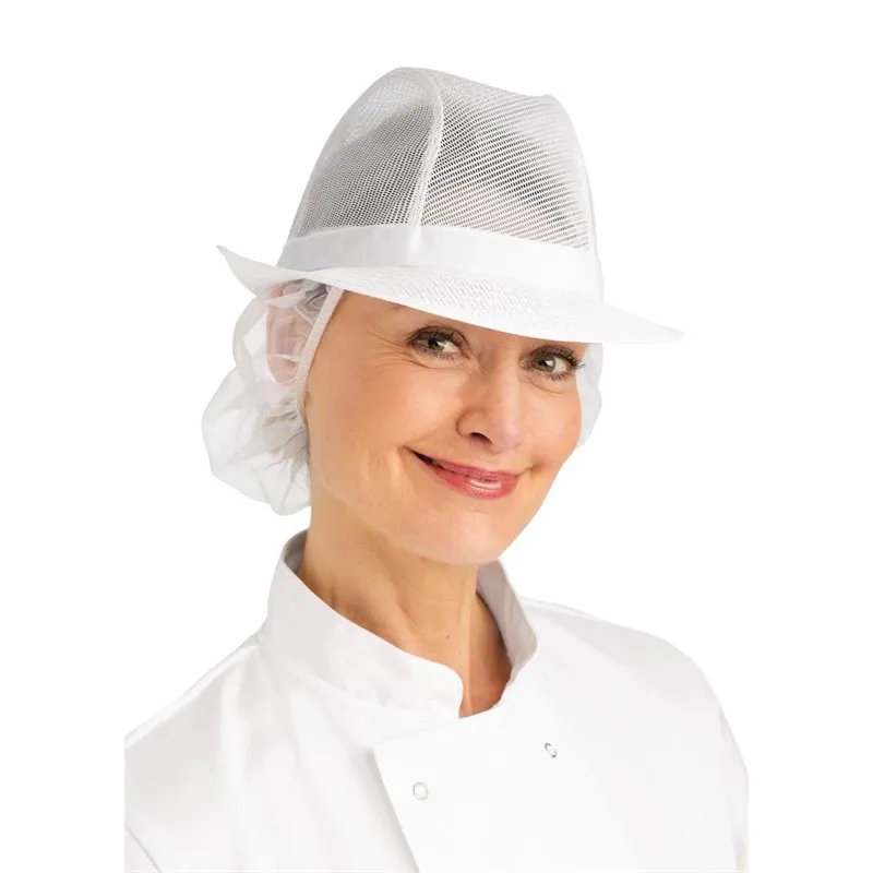 Hut Trilby Weiß mit Netz - Größe L