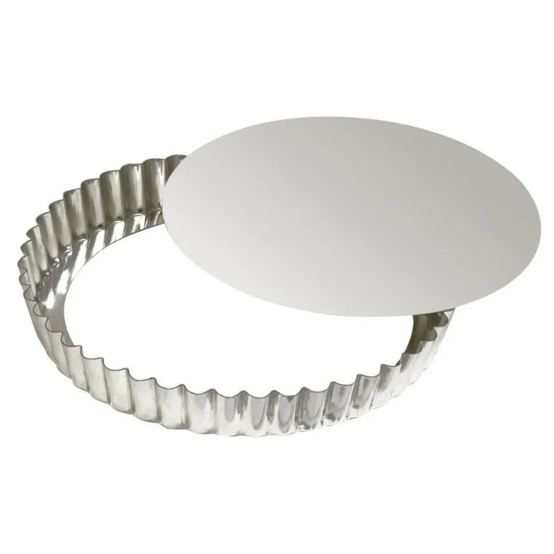 Runde gewellte Tarteform mit herausnehmbarem Boden - Weißblech - Ø 280 mm