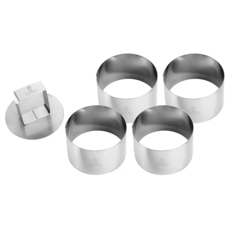 Kreis aus Edelstahl mit Drücker - Ø 70 mm - Set mit 4