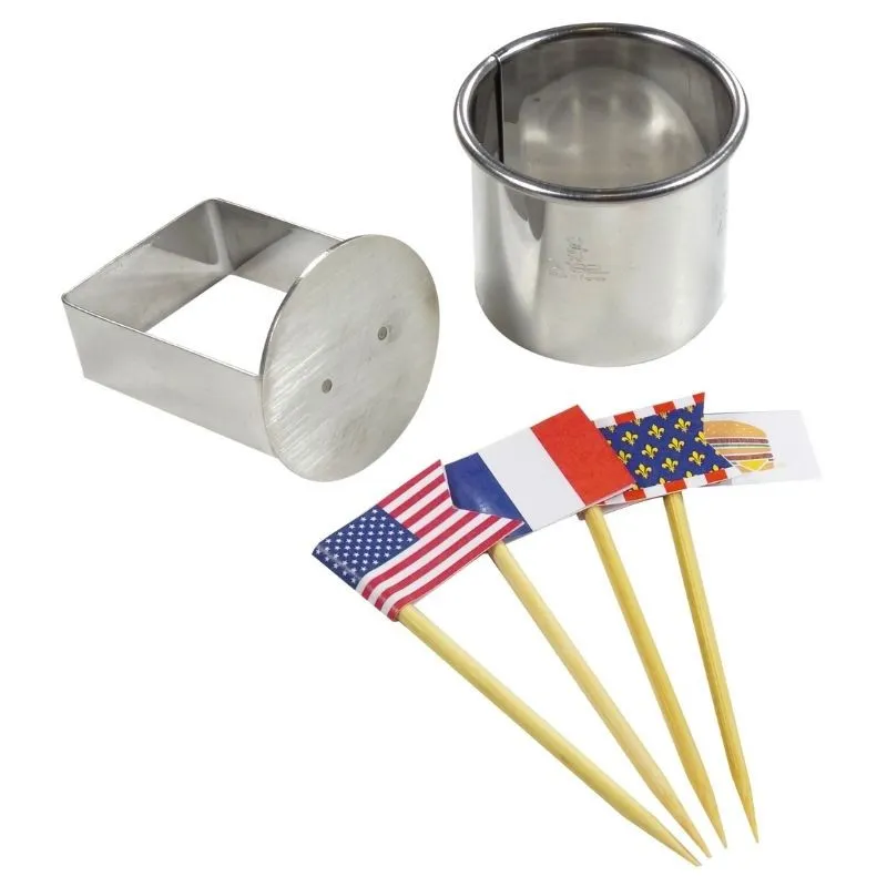 Mini-Burger-Set mit Bambus-Flaggen-Picks
