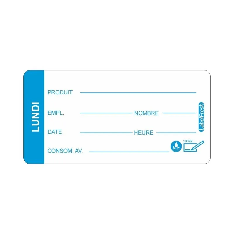 Etikett für die Rückverfolgbarkeit LabelFresh Soluble Pro - Montag - 60 x 30 mm - Packung mit 250