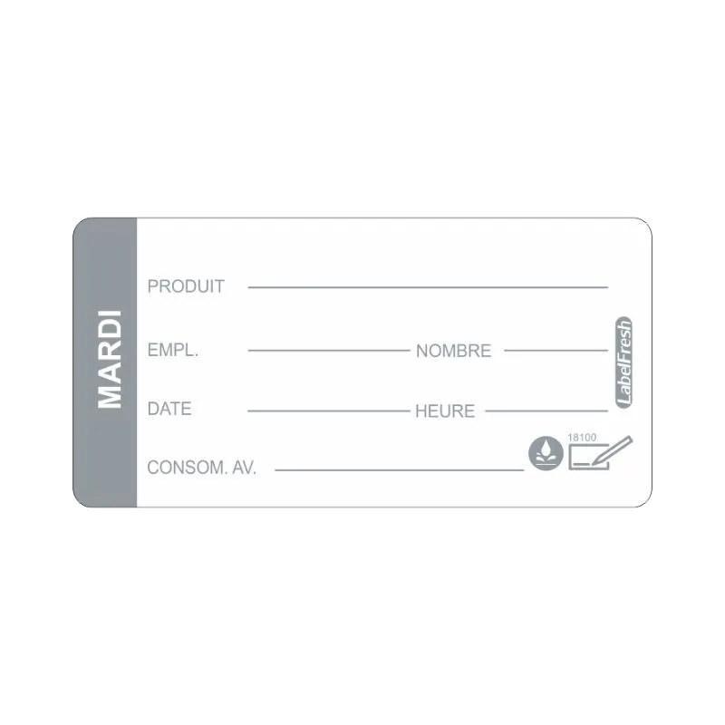 Rückverfolgbarkeitsetikett LabelFresh Soluble Pro - Dienstag - 60 x 30 mm - Los von 250