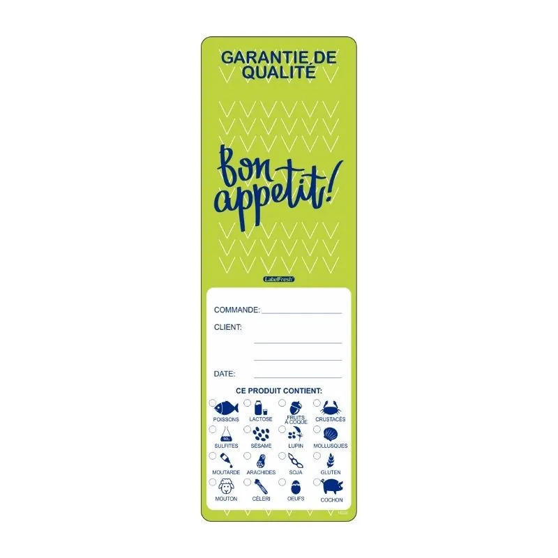 Unverletzliche Etikette - Qualitätsgarantie mit Allergenen - 45 x 140 mm - Packung mit 250