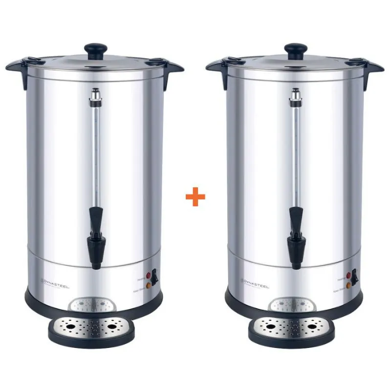 2er-Pack Kaffeemaschinen 7 L 950 W 48 Tassen, Edelstahl, Permanentfilter, Zapfhahn