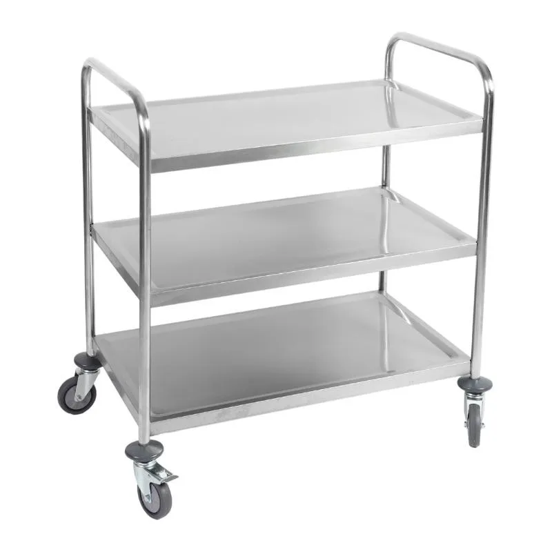 Edelstahl-Servierwagen 3 Böden mit Rand 860x540x950 mm, Tragkraft 100 kg, Rollen