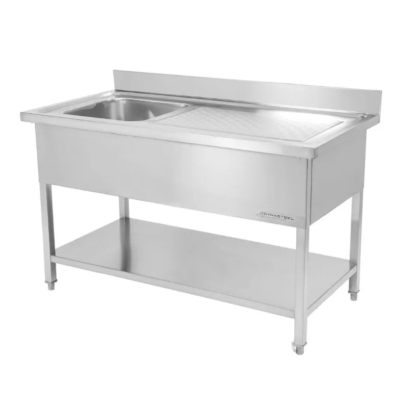 Spülbecken 1 Becken mit Rückwand und Regal - L 1400 x T 700 mm