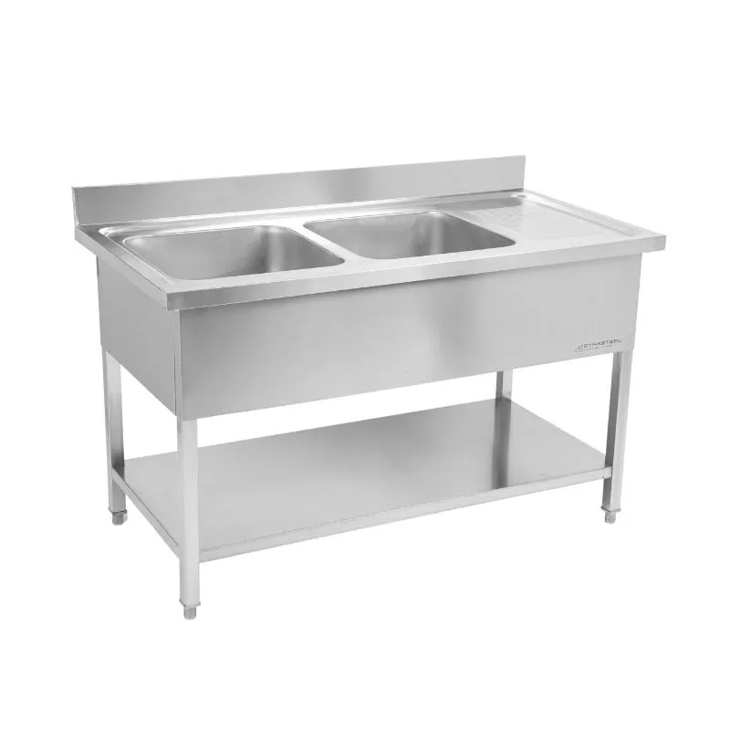 Taucht 2 Becken mit Rückwand und Regal - L 1400 x T 700 mm