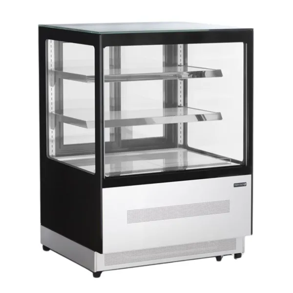 Schwarze Kühlvitrine Theke 2 Glastüren - 140 L