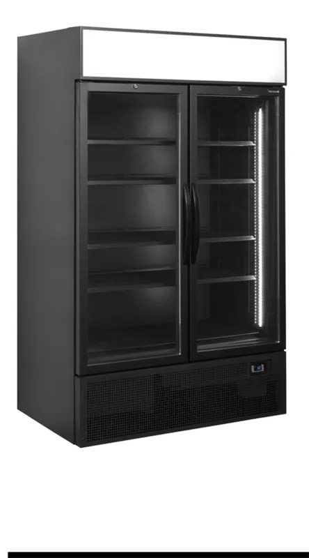Schwarzer Kühlschrank mit Vordach - 2 Glastüren - 645 L