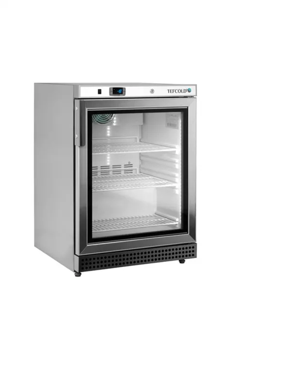 Gekühlter Negativschrank mit Belüftung und Glas - Edelstahl - 120 L