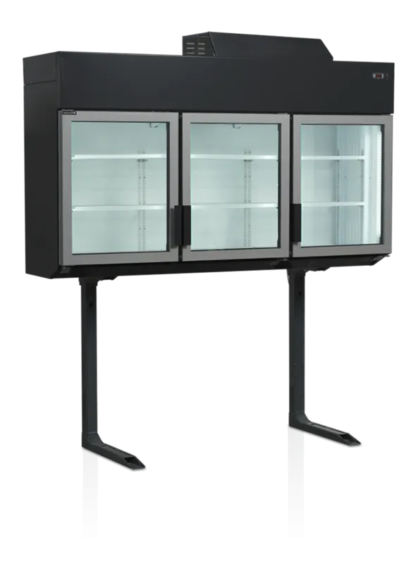 Schwarzer Supermarkt-Wandtiefkühlschrank - 3 Türen - 545 L