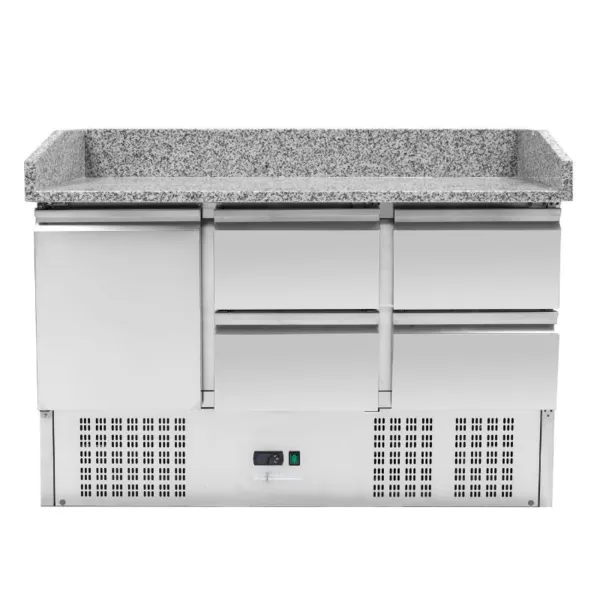 Kompakter Kühlschrank-Pizzatisch 600x400 - 1 Tür und 4 Schubladen
