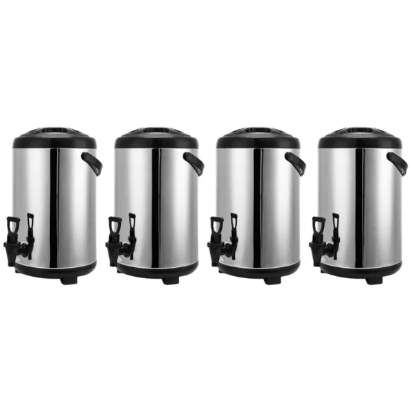 Set aus 4 Isothermen Getränkespendern 7,5 L Edelstahl AISI 304 mit Hahn, Heiß und Kalt, CHR