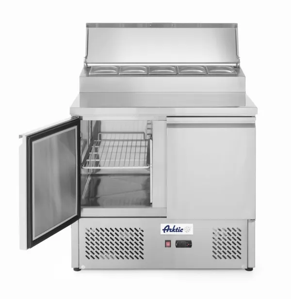 Vorbereitungsstation für Pizzen oder Salate mit Kühlvitrine - 300 L - 5 GN 1/6 Behälter