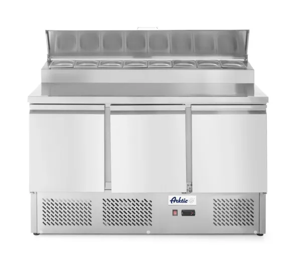 Vorbereitungsstation für Pizzen oder Salate mit Kühlauslage - 380 L - 8 GN 1/6 Behälter