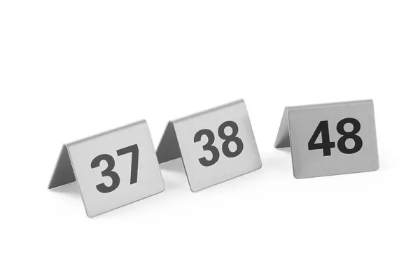 Set von 12 nummerierten Tischaufstellern von 37 bis 48