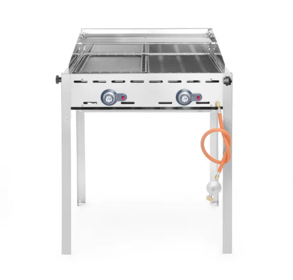 Professioneller Gasgrill Green Fire - 2 Brenner - Emaillierte Gussplatte