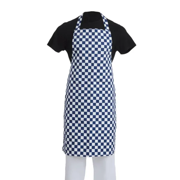 Schürze Latzschürze in Blau-Weiß kariert aus Polycotton - 710 x 970 mm