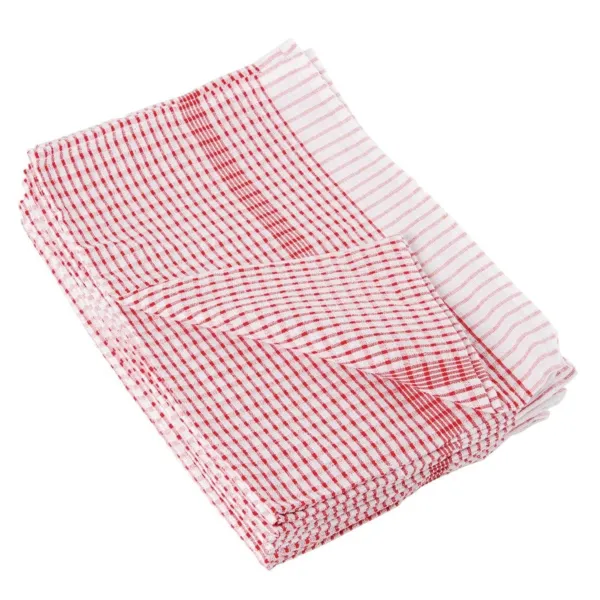 Roter Polycotton-Geschirrtuch - Packung mit 10