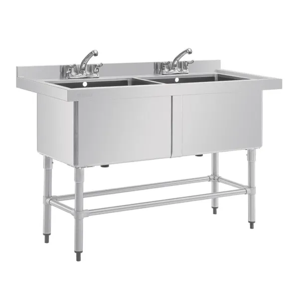 Doppelwaschbecken mit Spritzschutz - 2 x 100 L - 1410 x 600 mm