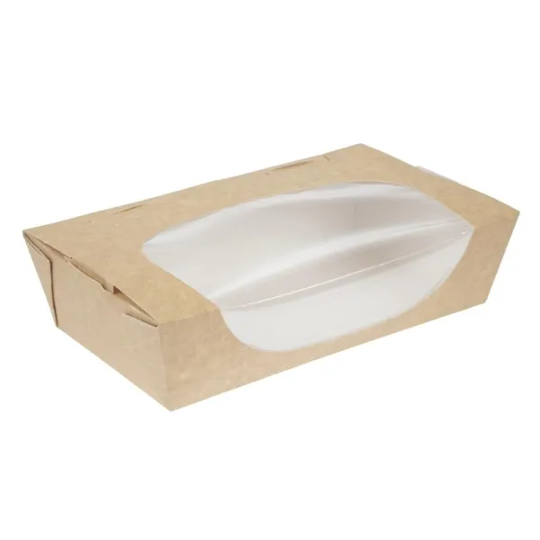 Salatschalen aus recycelbarem Kraftpapier mit Fenster - 1000 ml - Packung mit 200 Stück