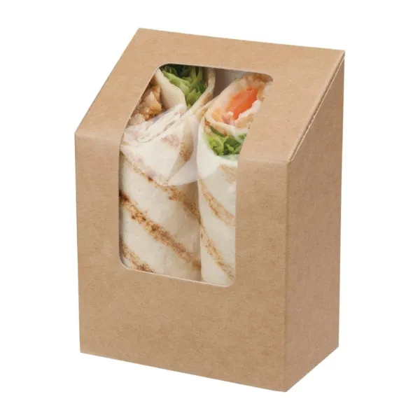 Kompostierbare Kraft-Tortilla-Boxen mit Acetatfenster Zest - Packung mit 500