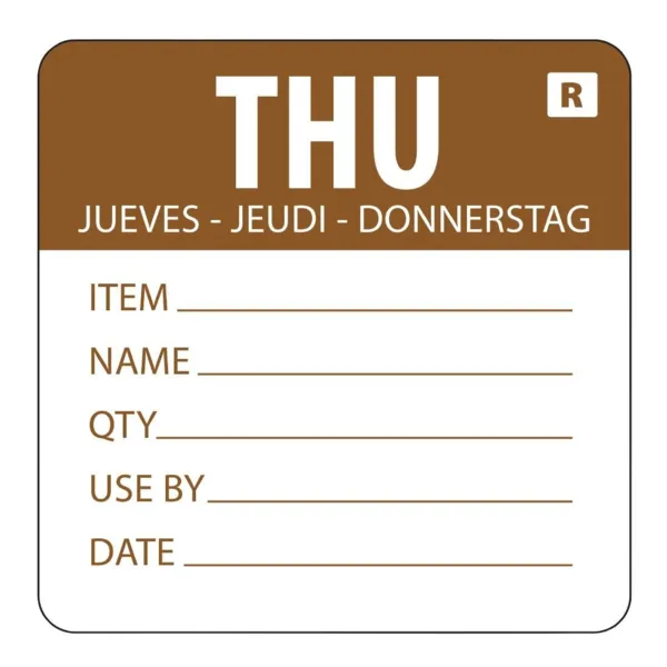 Abnehmbares Etikett "Donnerstag"