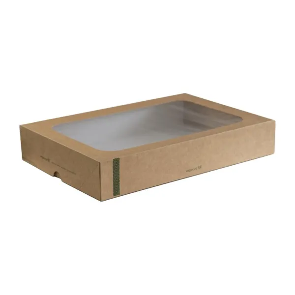 Große kompostierbare Boxen mit Fensterdeckel - Packung mit 25