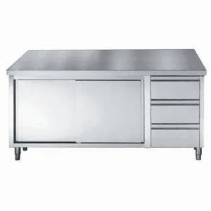 Edelstahlmöbel Unterbau GN 1/1 - 2 Türen und 3 Schubladen - L 1800 x T 700 mm