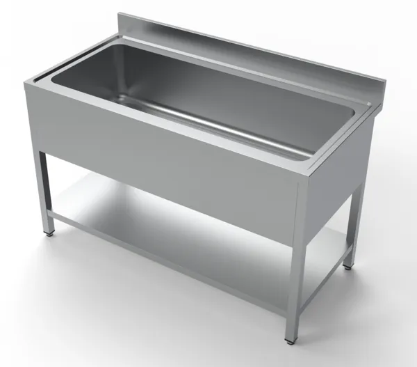 Einbauspüle 1 Becken mit Rückwand und Regal - L 1400 x T 700 mm