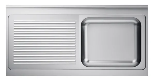 Spüle 1 Becken und Abtropffläche links mit Rückwand - L 1400 x T 700 mm