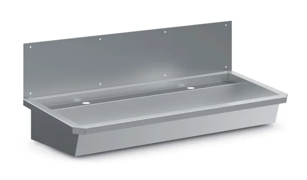 Edelstahlspüle mit Ablaufstopfen und Spritzschutzdeckel - L 1200 x T 468 mm
