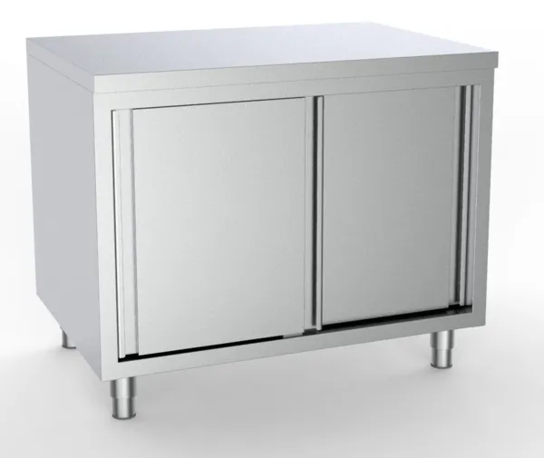 Edelstahlmöbel mit 2 Türen - L 2000 x T 600 mm