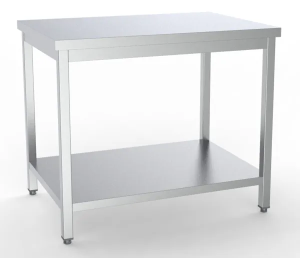 Edelstahltisch mit Regal - L 800 x T 600 mm