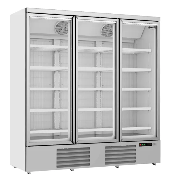 Negative Edelstahl-Kühlvitrine - 3 Glastüren - 1450 L