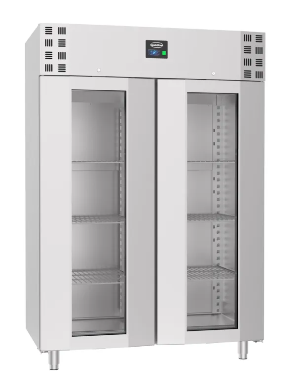 Positive Edelstahl-Kühlschrank - 2 Glastüren - 1400 L