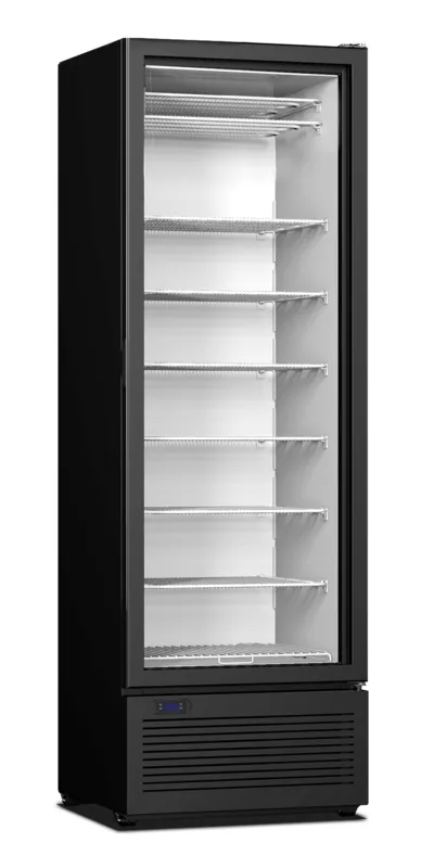 Schwarzer Negativ-Kühlschrank - 1 Glastür - 417 L