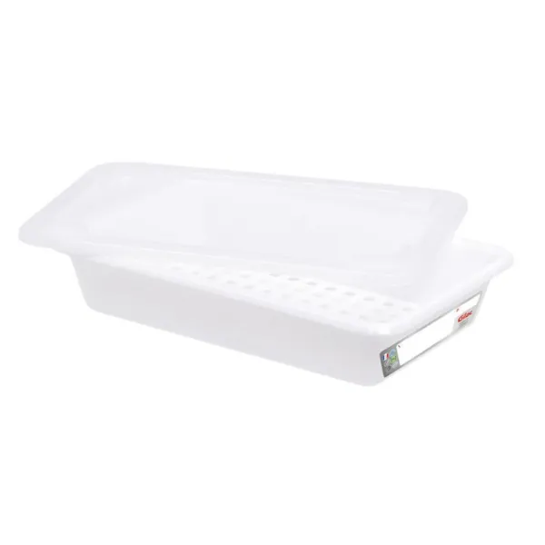 Bac Flach 3L Haccp Weiß + Deckel + Gitter