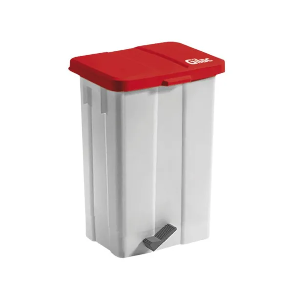 Pedaleimer mit rotem Deckel - 50 L