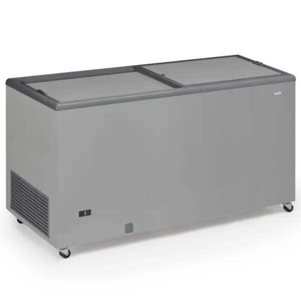 Professionelle Gefriertruhe Edelstahloptik und undurchsichtiger Deckel - 500 L - Aufbereitet