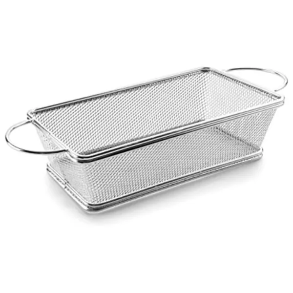 Rechteckiger Edelstahlkorb mit Griff - 21 x 11 cm