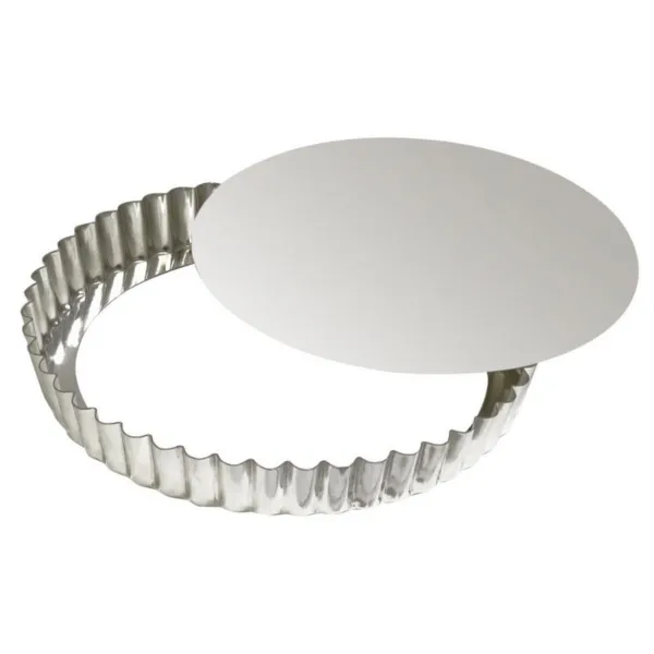 Runde gewellte Tarteform mit herausnehmbarem Boden - Weißblech - Ø 280 mm