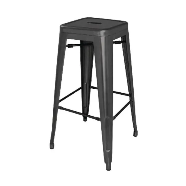 Schwarze Bistro-Hocker aus galvanisiertem Stahl - 4er-Set